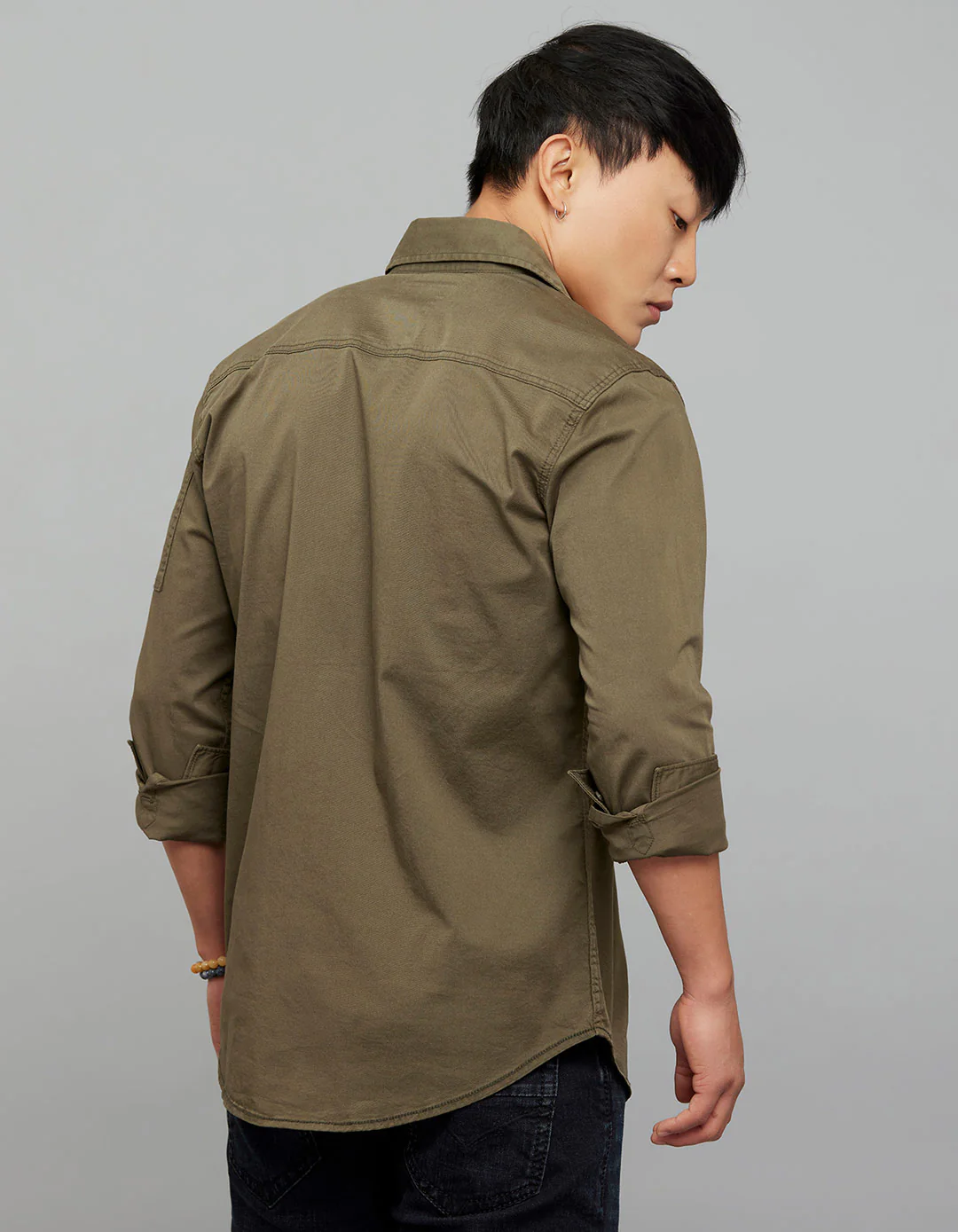 Military Green Full Sleeves Cargo Shirt - Image 4