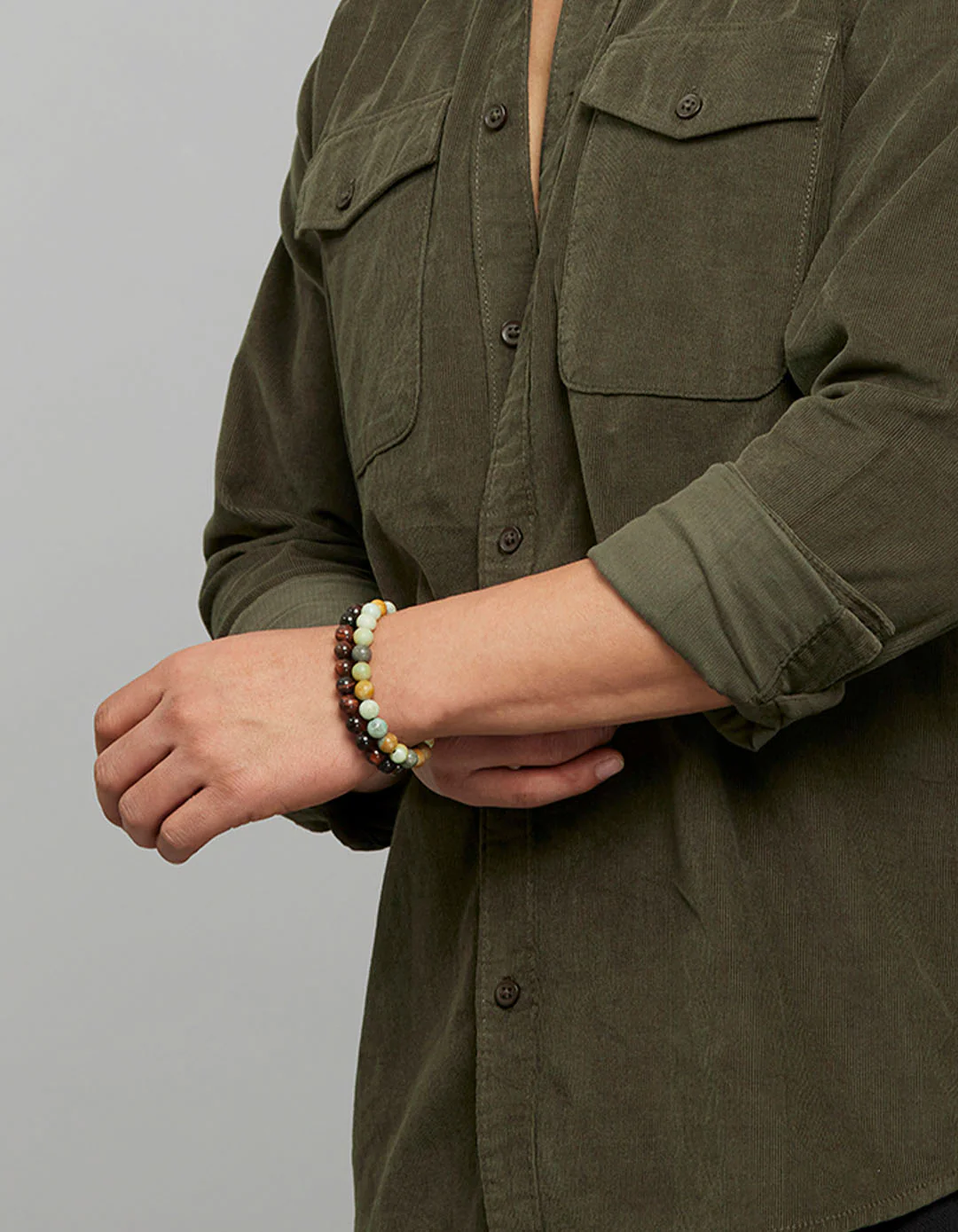 Military Green 100% Cotton Full Sleeves Corduroy Shirt - Image 5