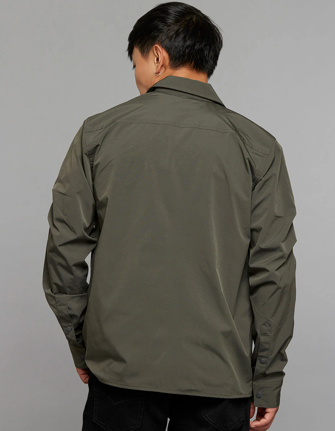 Military Green Full Sleeves Zipper Front Closure Shacket - Image 7