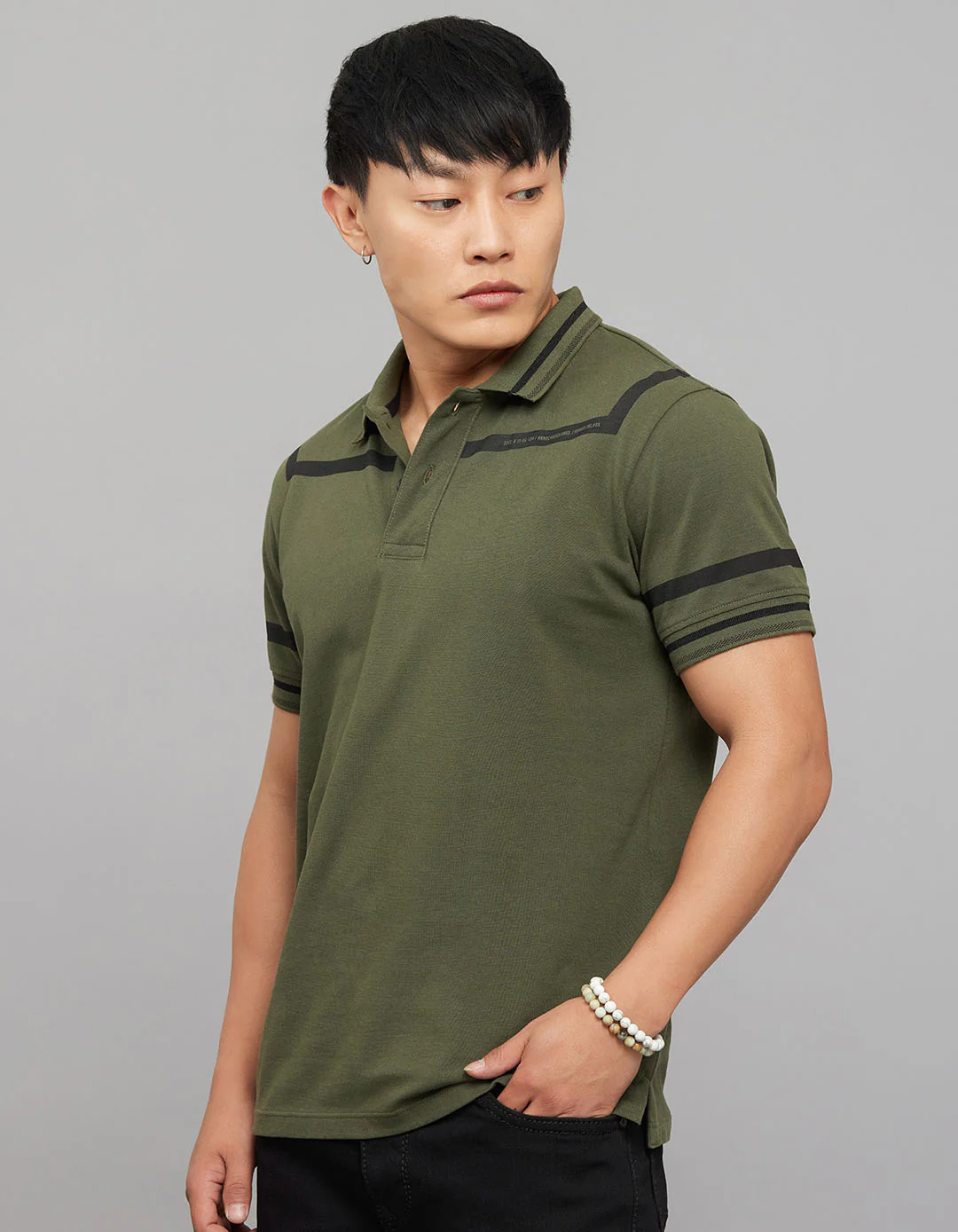 Military Green Half Sleeves Pique Polo Tee - Image 3
