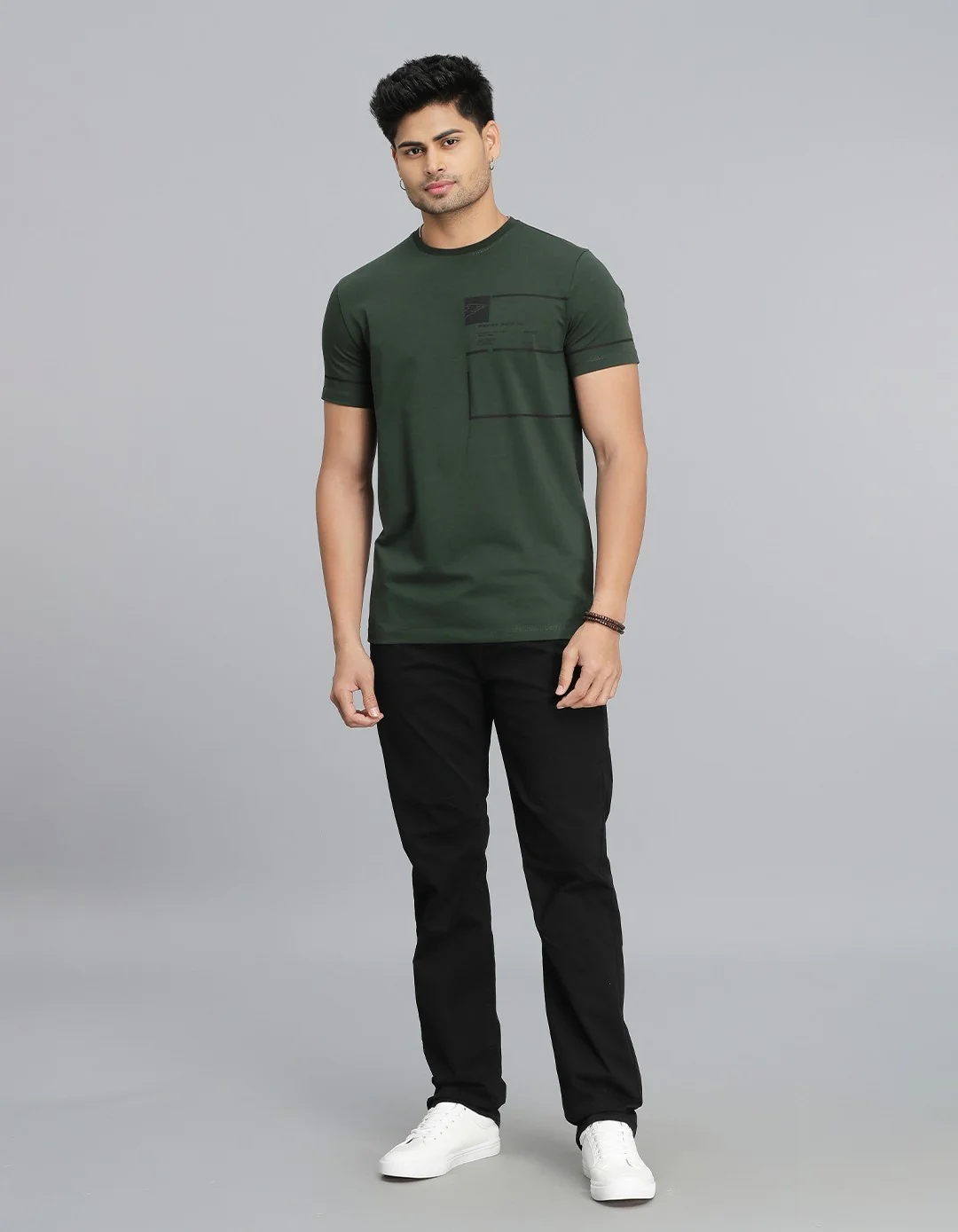 Military Green Half Sleeves Round Neck Tee - Image 2