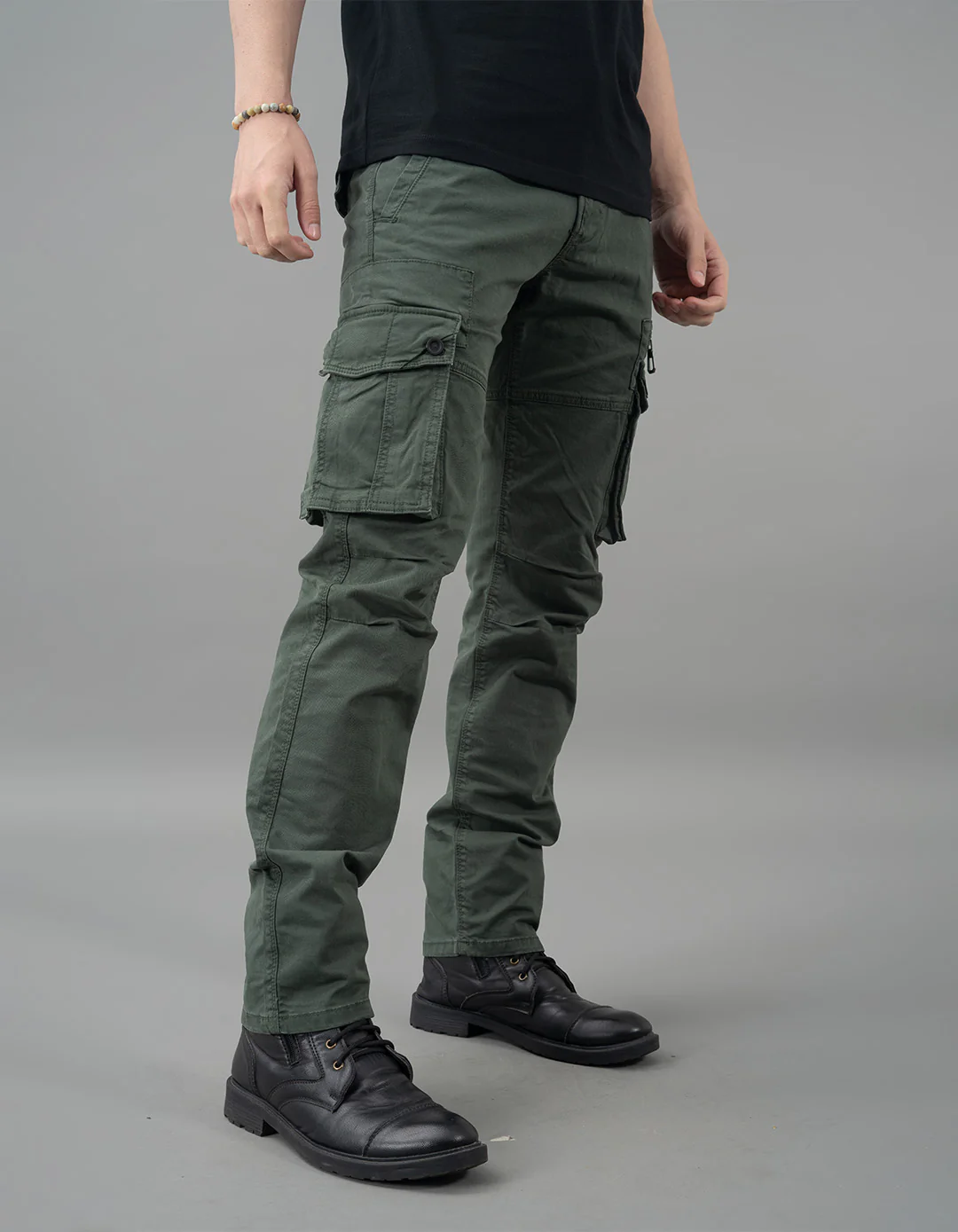 Military Green Regular Fit Cargo Pant - Image 4