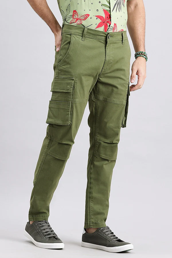 Military Green Regular Fit Cargo Pant - Image 3