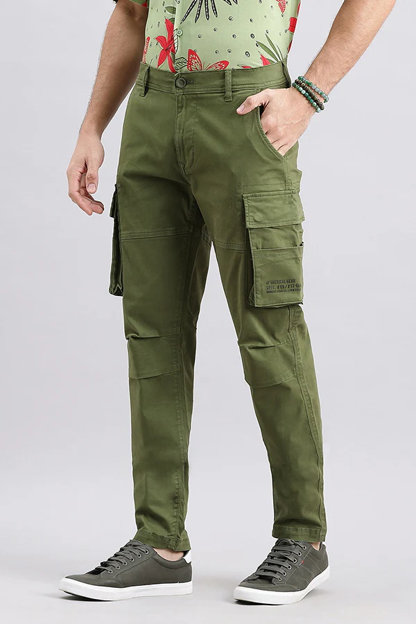 Military Green Regular Fit Cargo Pant - Image 5