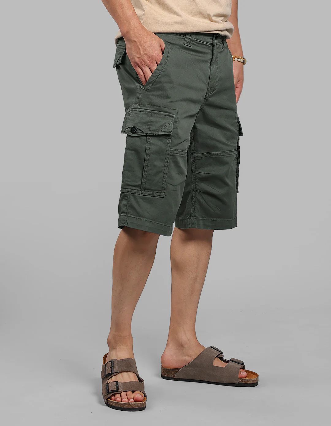 Military Green Stretch Cargo Short - Image 3