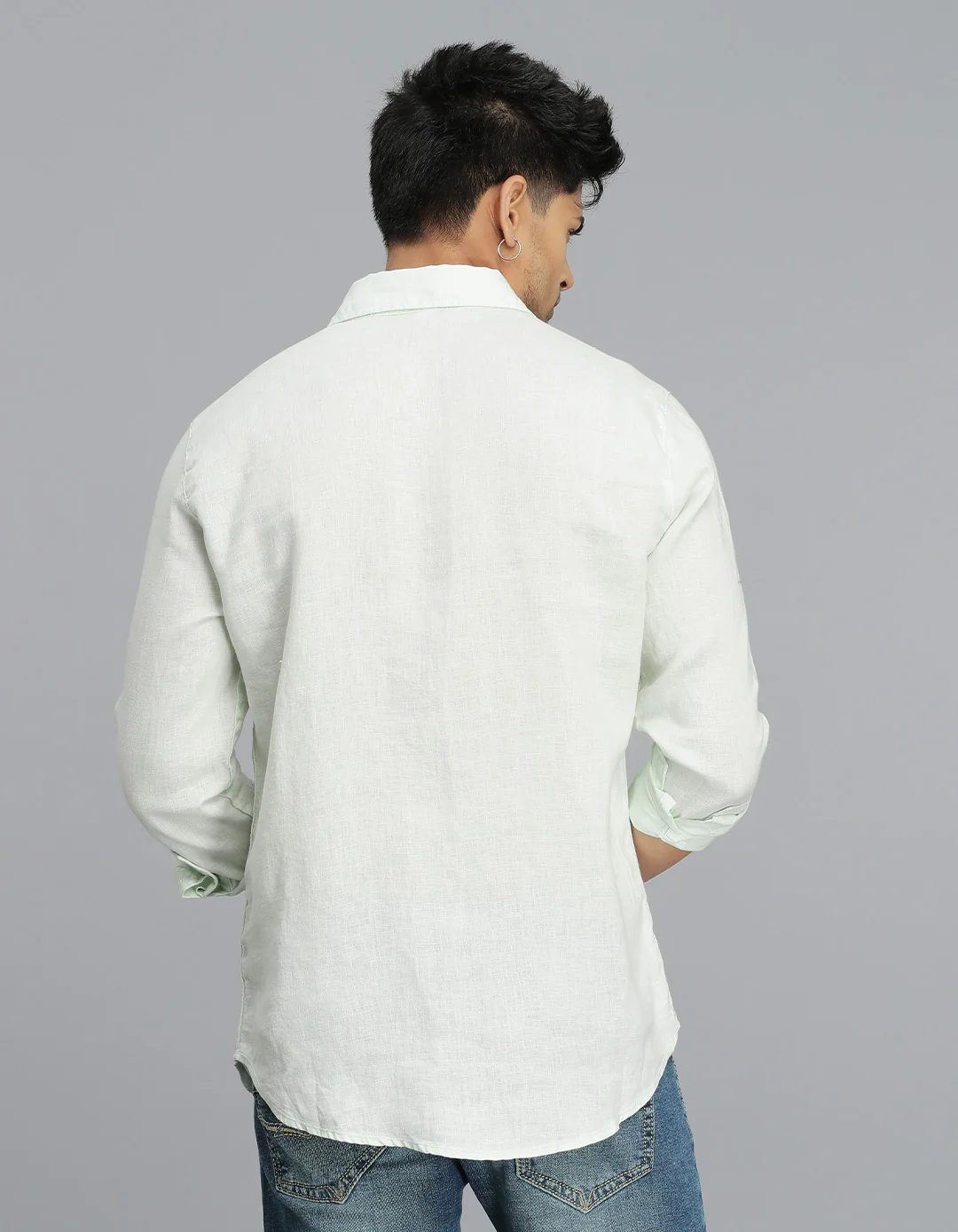 Mint Green Full Sleeves 100% Linen Shirt - Image 5