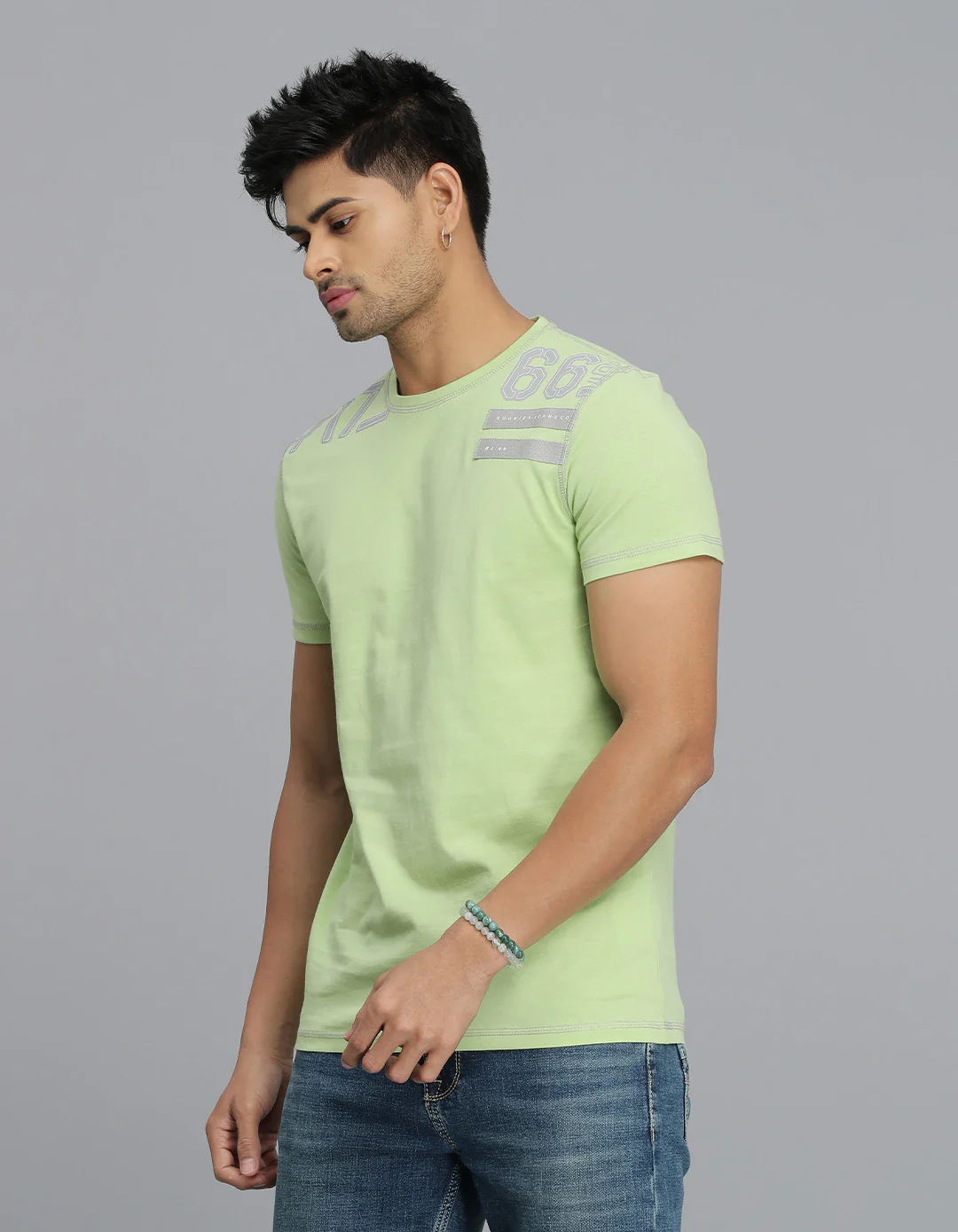Mint Green Half Sleeves Round Neck Tee - Image 3