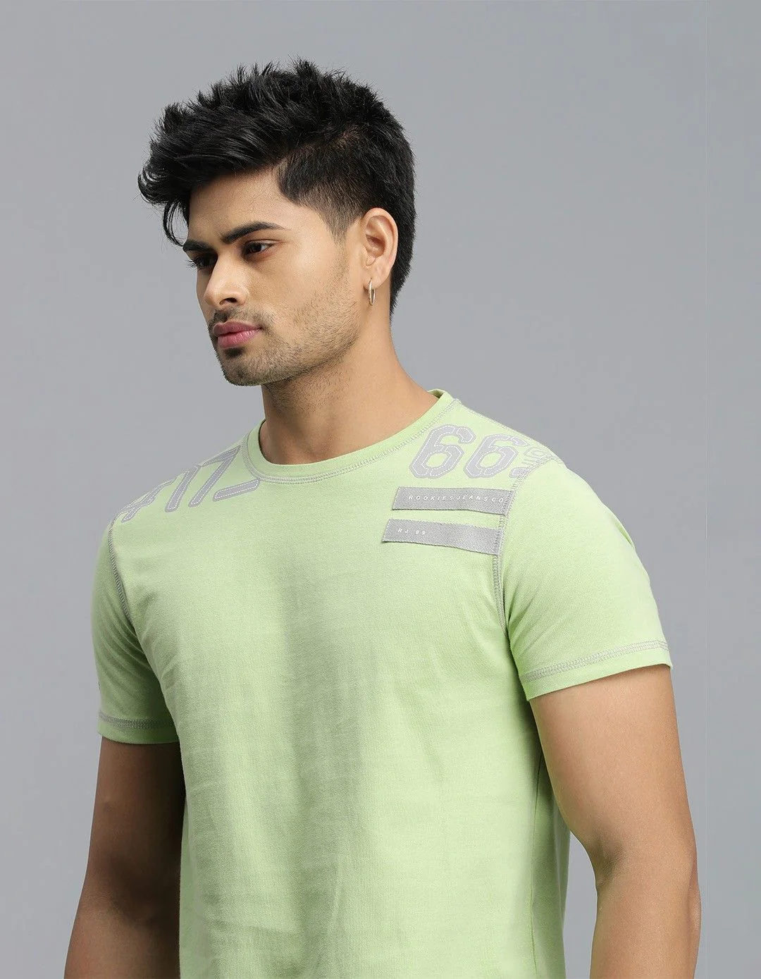 Mint Green Half Sleeves Round Neck Tee - Image 6