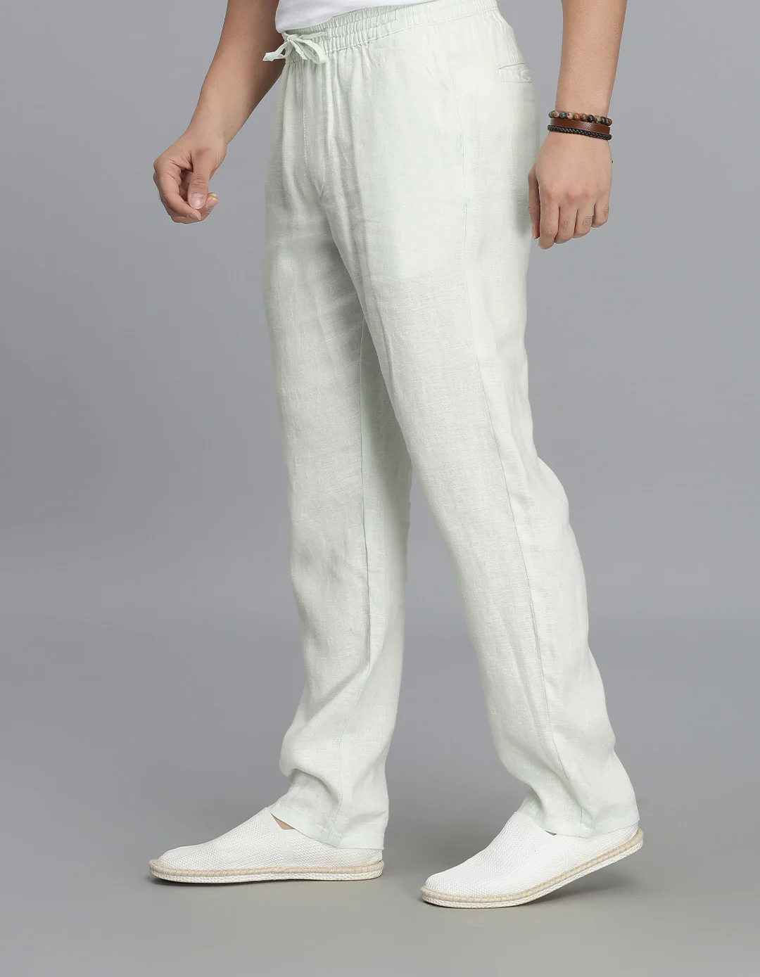 Mint Green 100% Linen Pant - Image 3