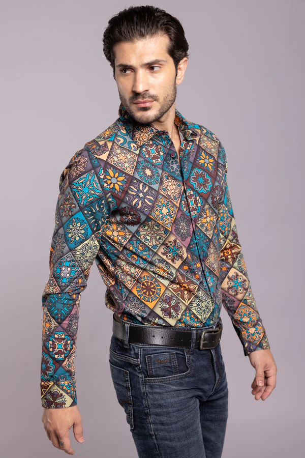 Multi Color Full Sleeves Printed Shirt - Image 4