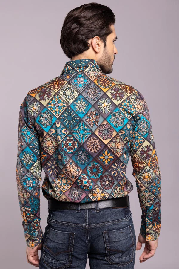 Multi Color Full Sleeves Printed Shirt - Image 5