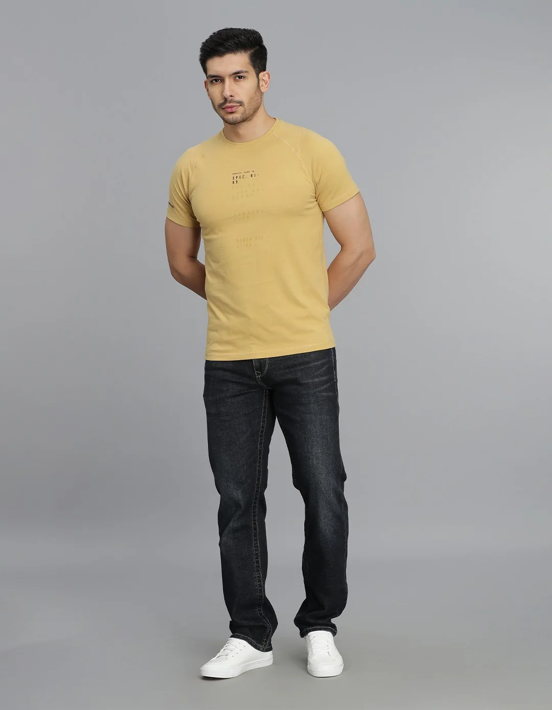 Mustard Half Sleeves Round Neck Tee - Image 2