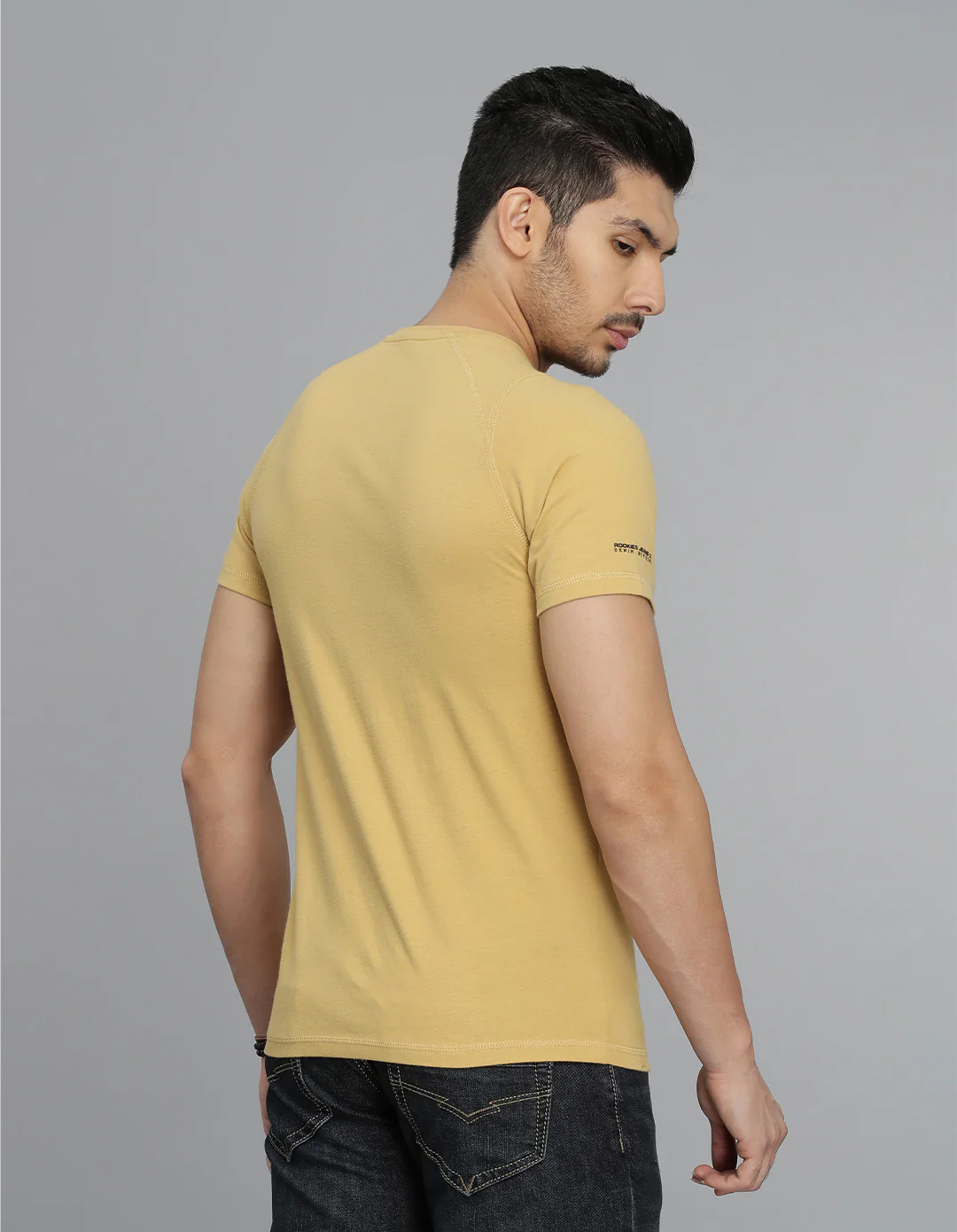 Mustard Half Sleeves Round Neck Tee - Image 4