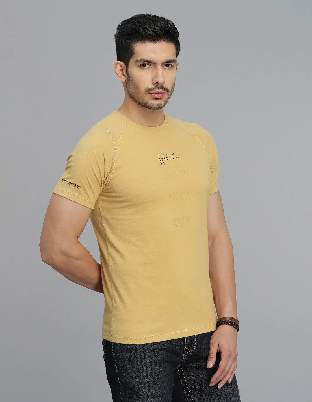 Mustard Half Sleeves Round Neck Tee - Image 5