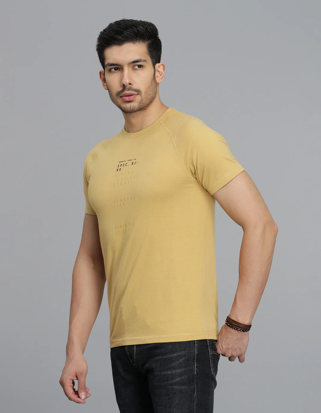 Mustard Half Sleeves Round Neck Tee - Image 6