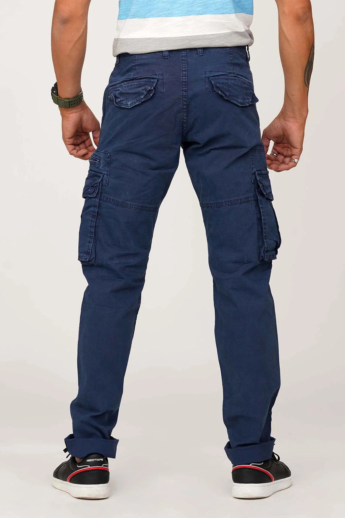 Navy Regular Fit Cargo Pant - Image 4