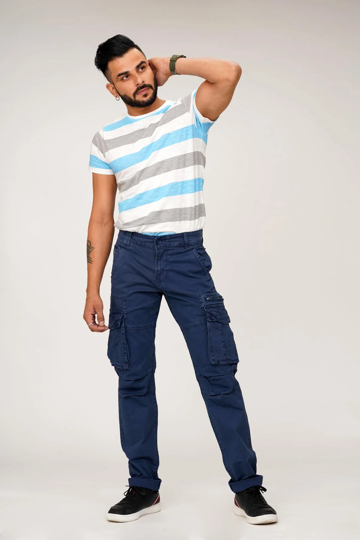 Navy Regular Fit Cargo Pant - Image 5