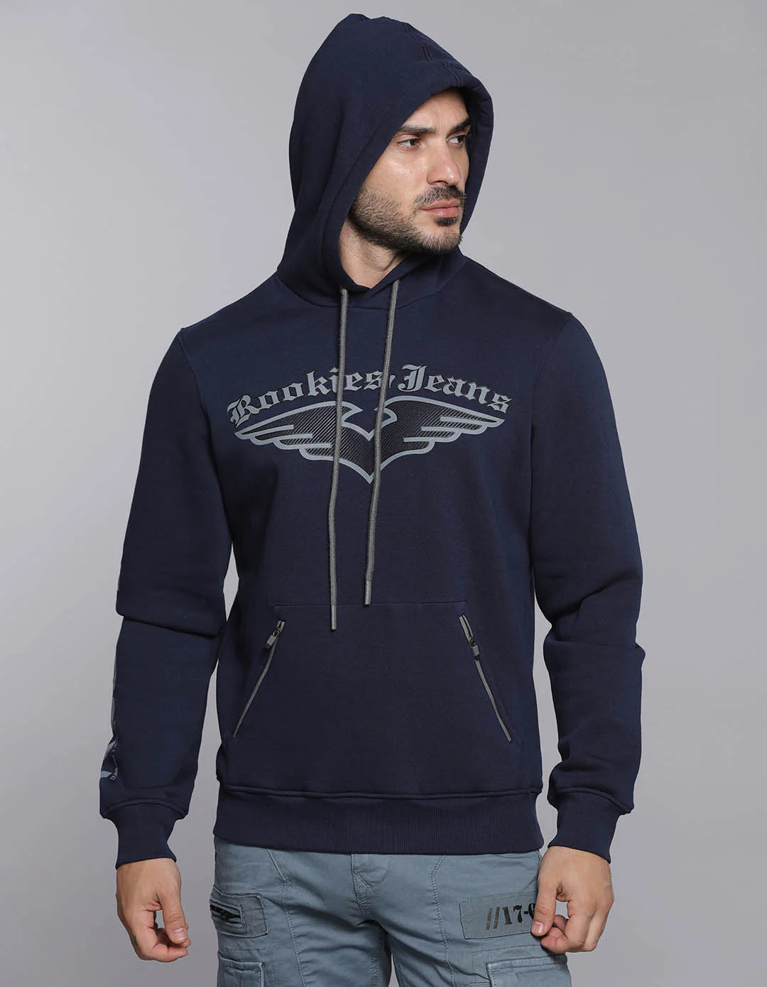 Navy Blue Full Sleeves Hoodie - Image 3