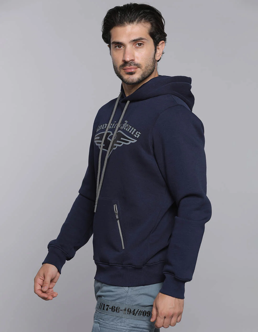 Navy Blue Full Sleeves Hoodie - Image 4
