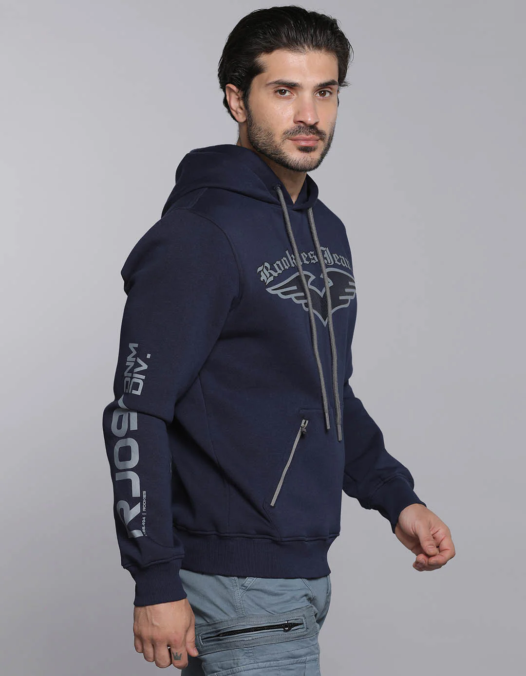 Navy Blue Full Sleeves Hoodie - Image 5