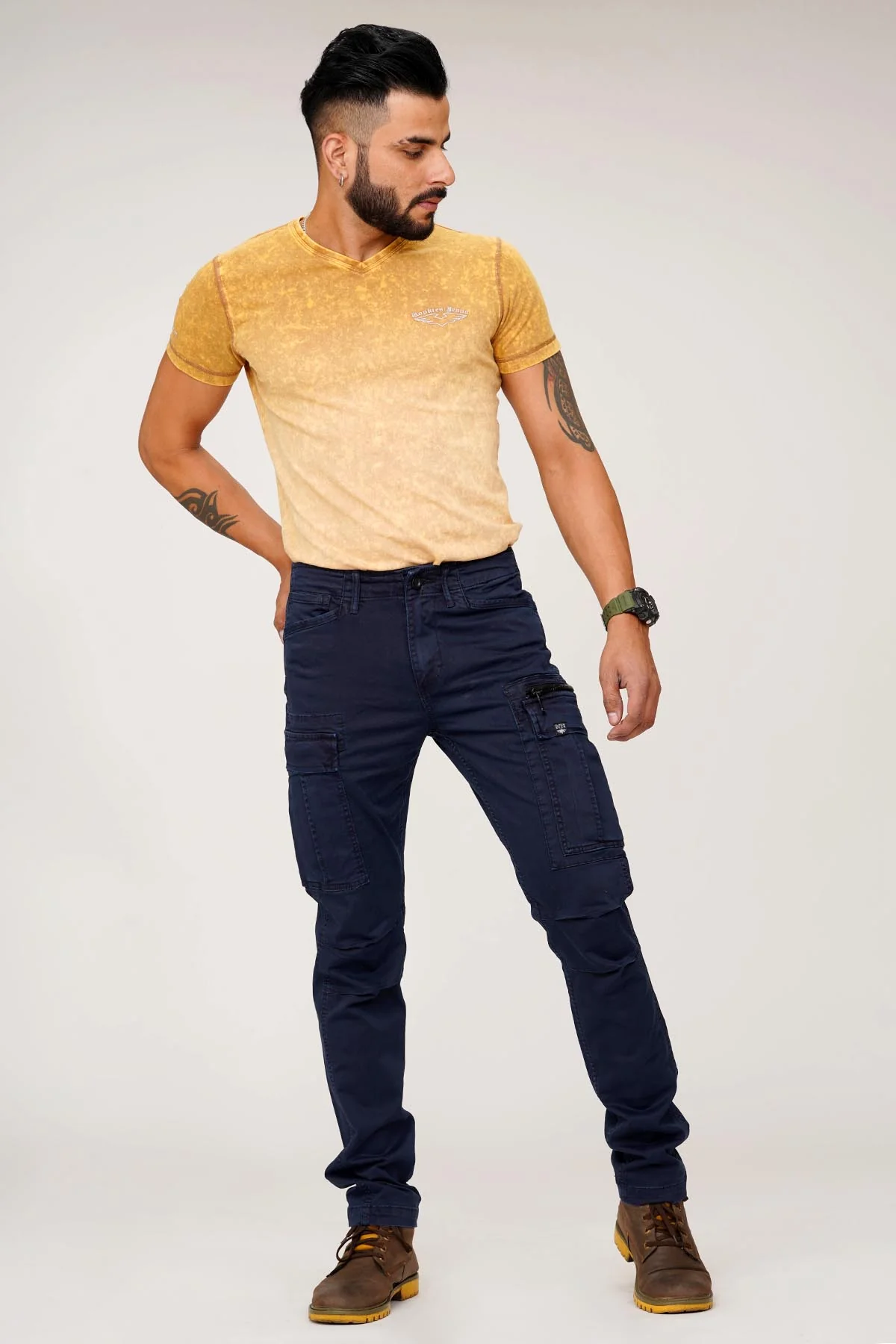 Navy Regular Fit Cargo Pant - Image 4