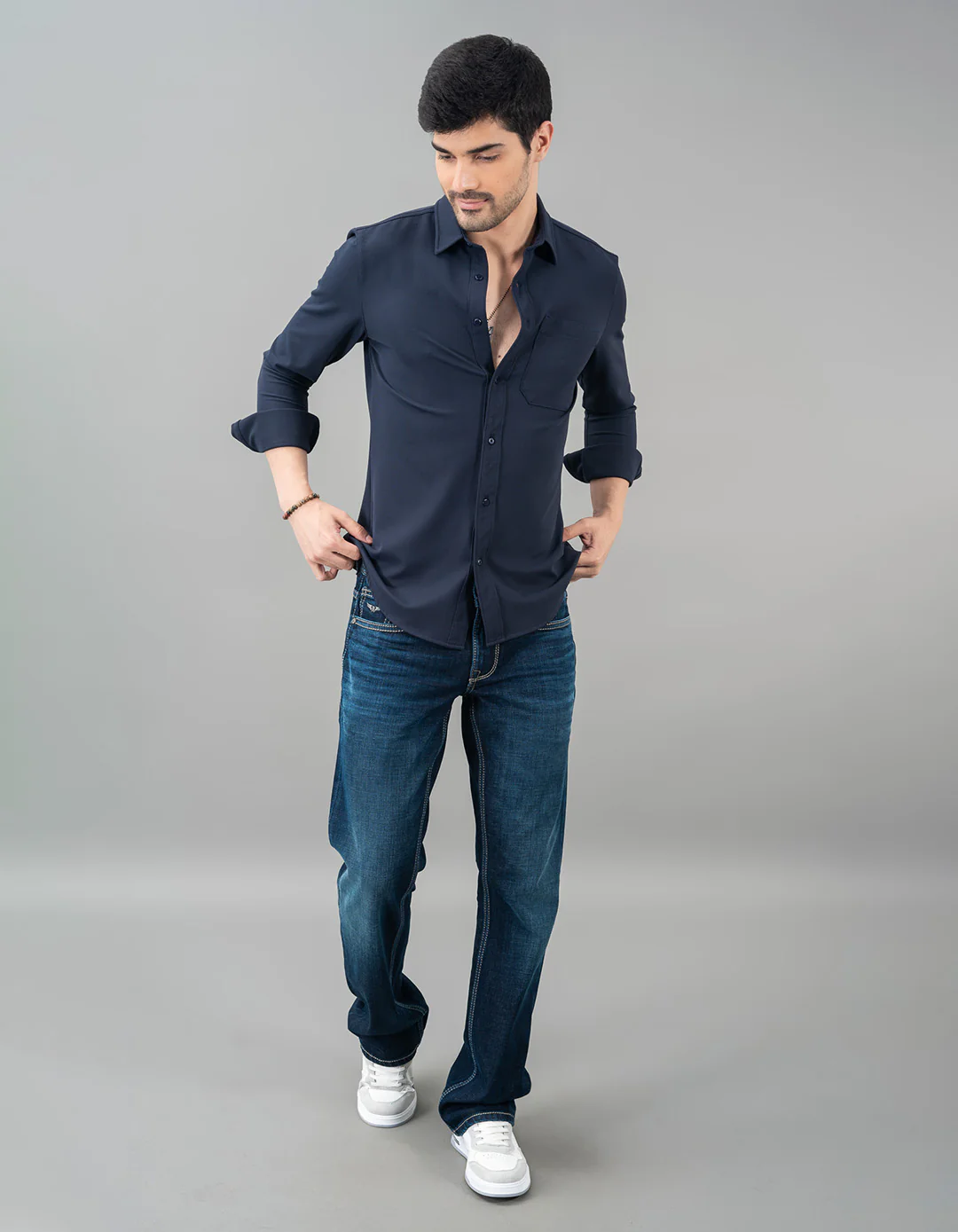 Navy Full Sleeve Knit Shirt - Image 2