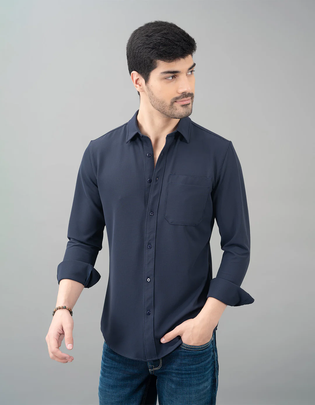 Navy Full Sleeve Knit Shirt - Image 3