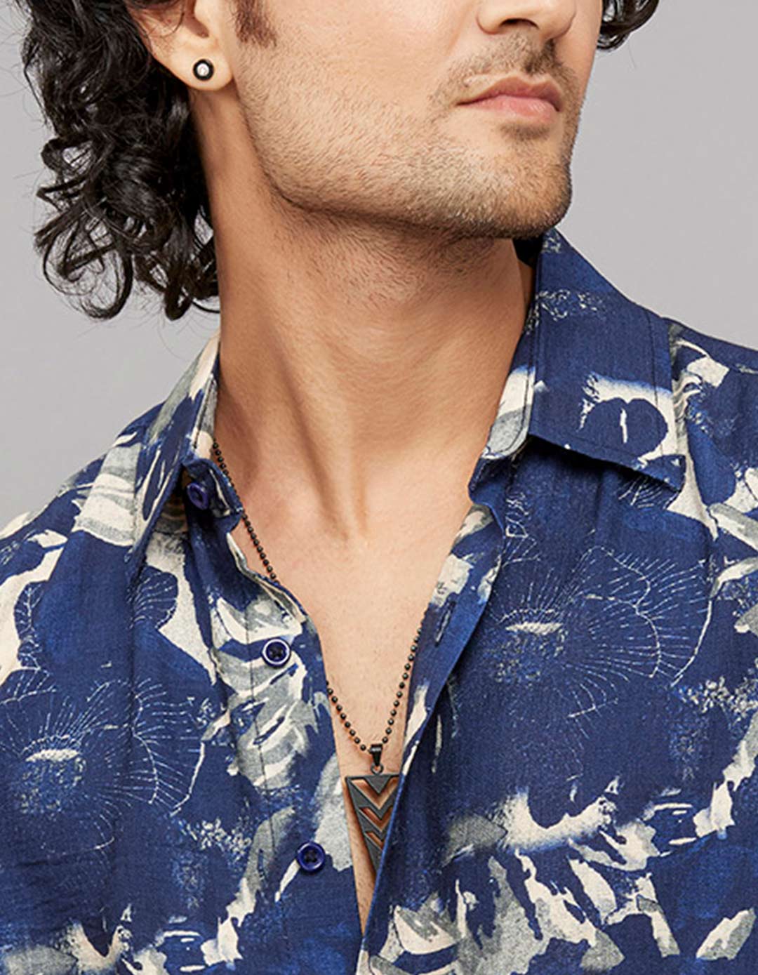 Navy Full Sleeves Printed Shirt - Image 6