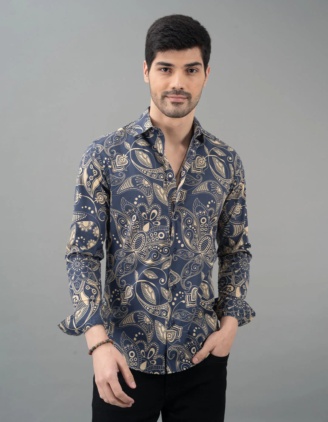 Navy Full Sleeves Printed Shirt