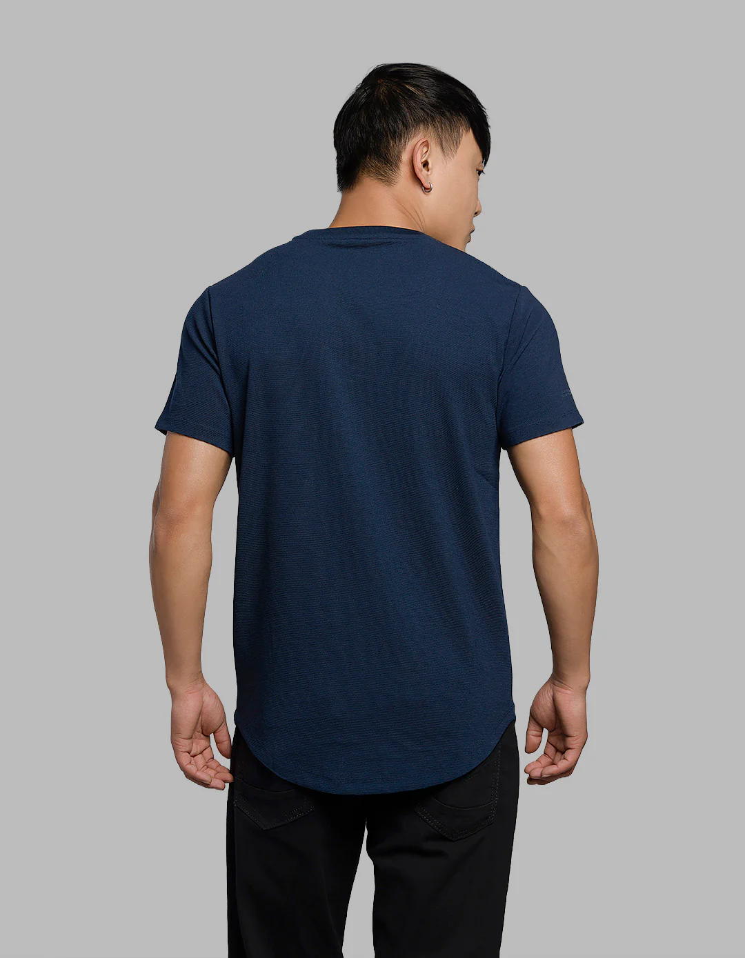 Navy Half Sleeves Round Neck Tee - Image 6