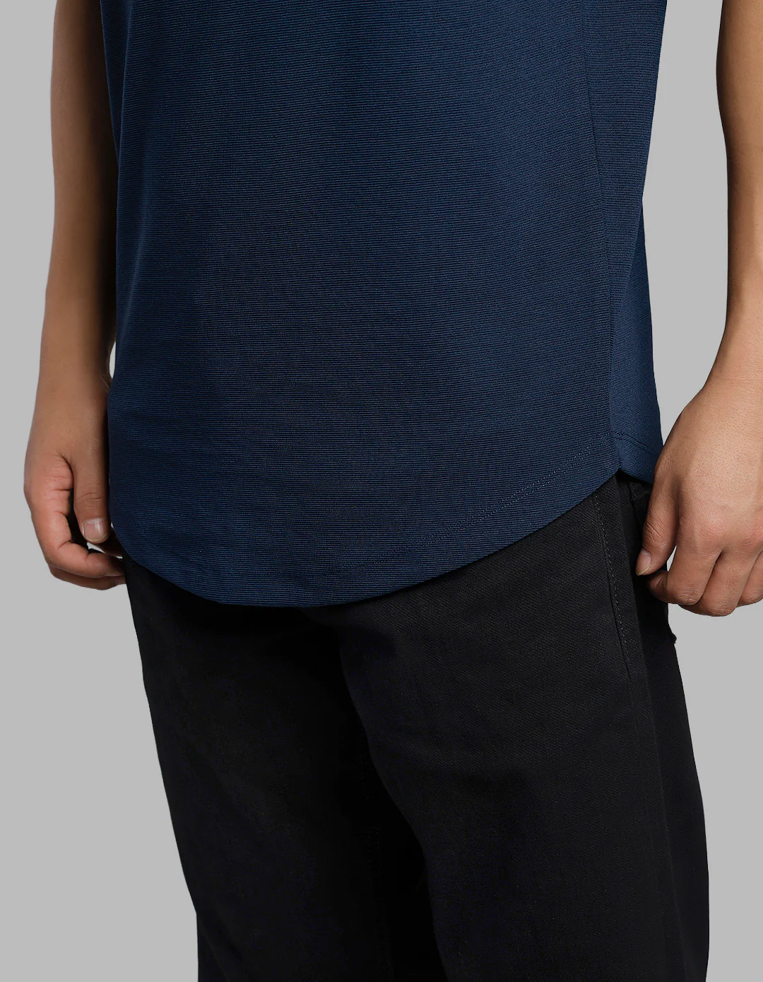Navy Half Sleeves Round Neck Tee - Image 7