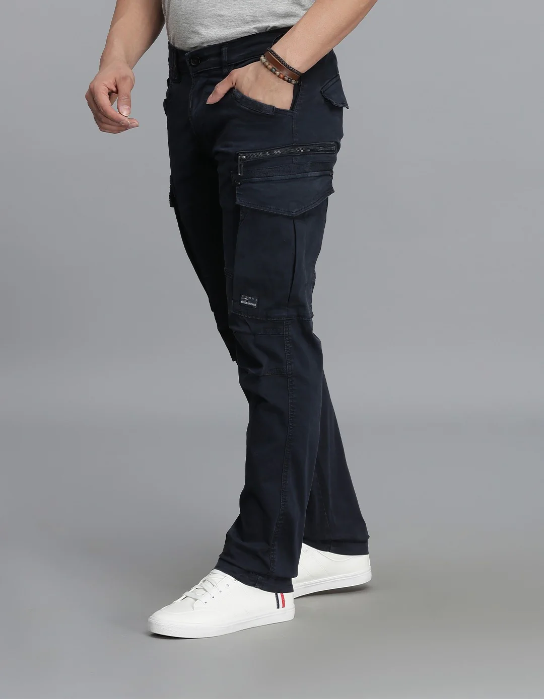 Navy Regular Fit Cargo Pant - Image 3