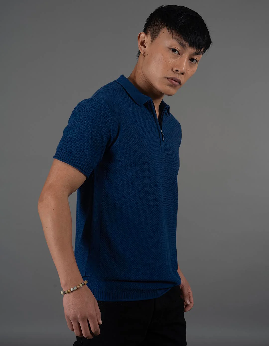 Navy Round Neck Flatknit Tee - Image 4