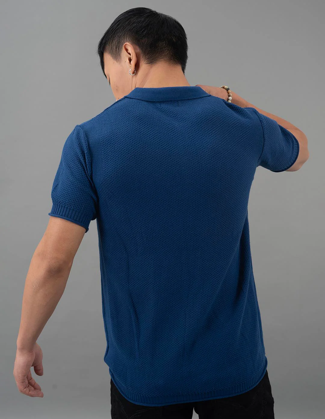 Navy Round Neck Flatknit Tee - Image 5
