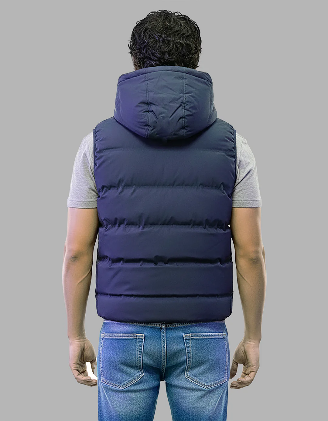 Navy Sleeveless Hoodie Puffer Jacket - Image 6