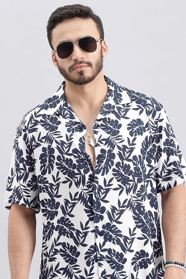 Navy White Half Sleeve Printed Shirt - Image 6