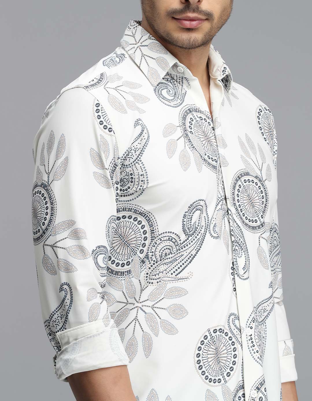 Off White Full Sleeves Printed Shirt - Image 6