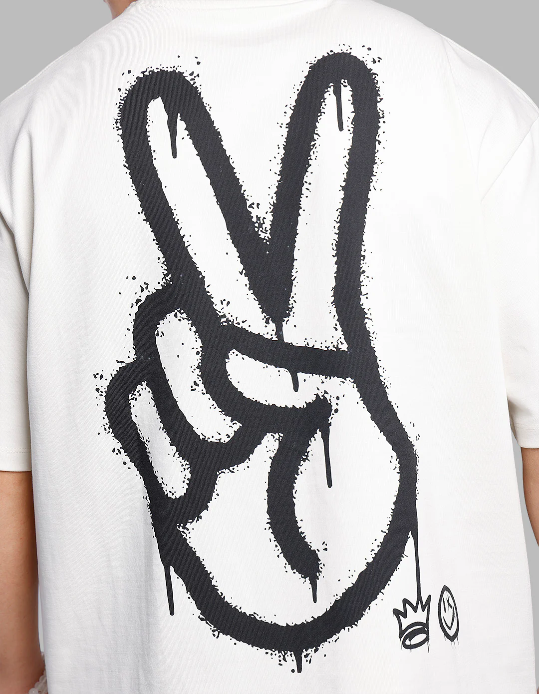 Off White Half Sleeves Oversize Tee - Image 6