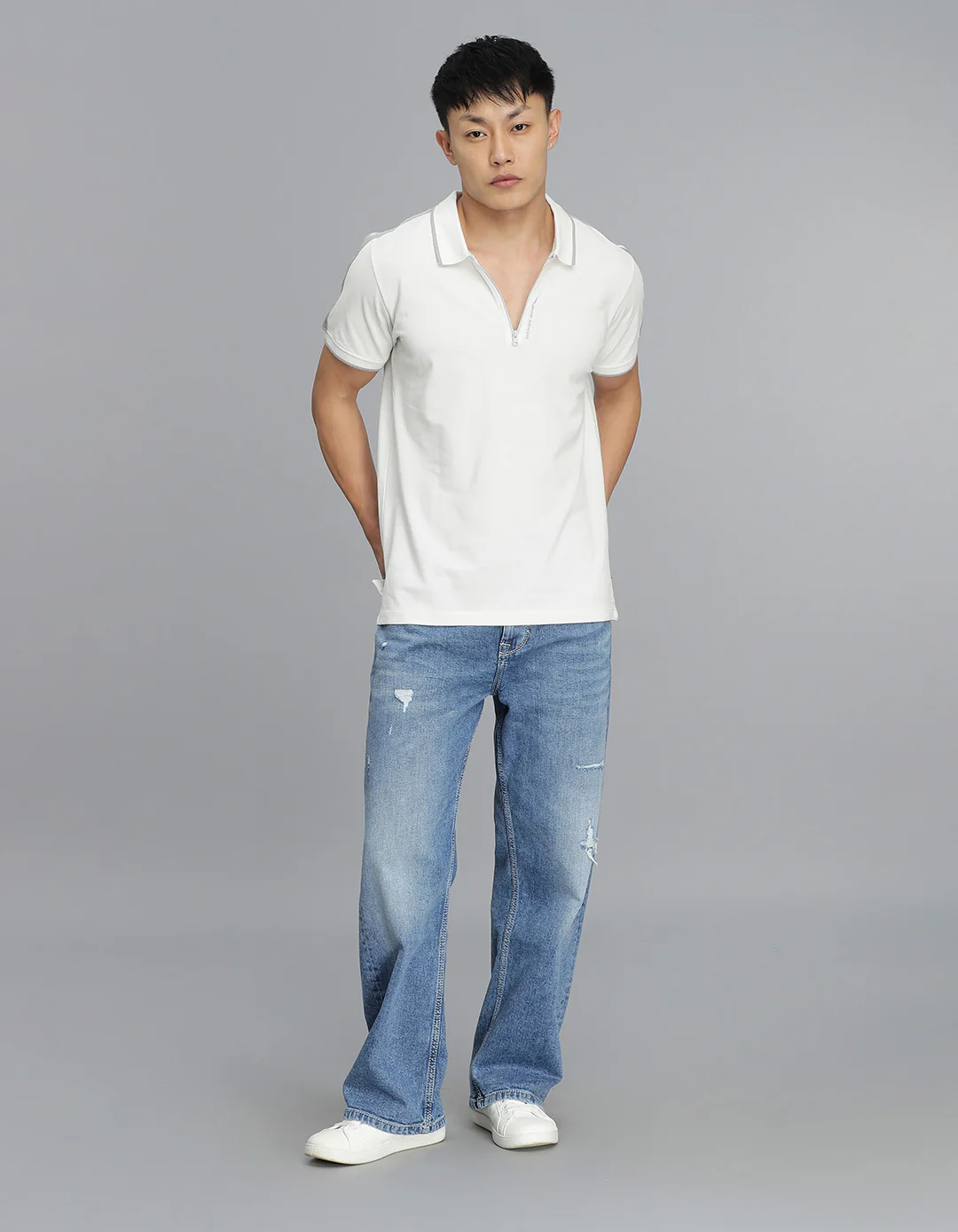 Off White Half Sleeves Pique Polo Tee - Image 2