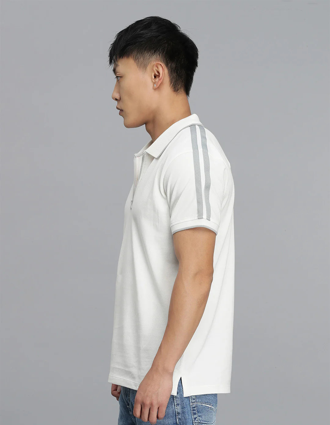 Off White Half Sleeves Pique Polo Tee - Image 4