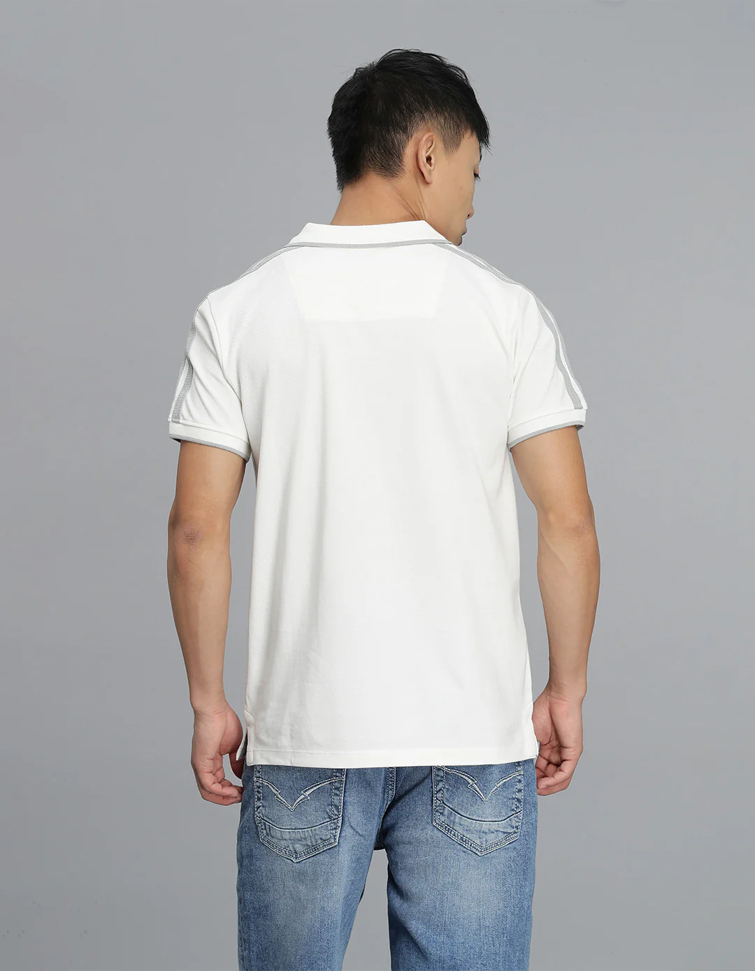 Off White Half Sleeves Pique Polo Tee - Image 5