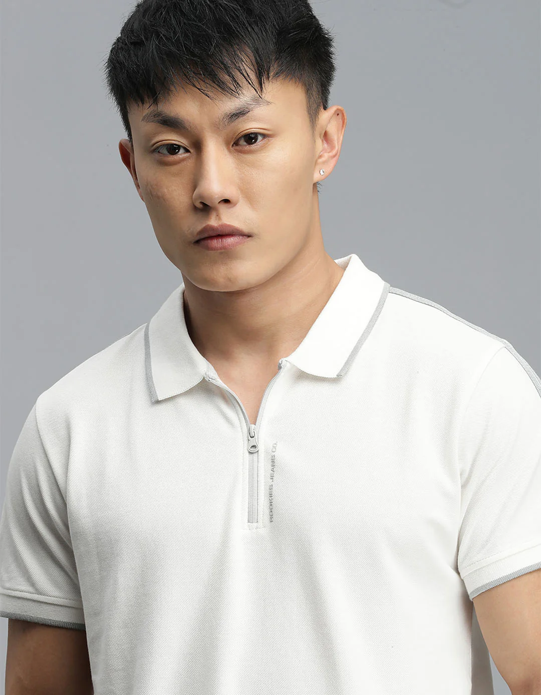Off White Half Sleeves Pique Polo Tee - Image 6