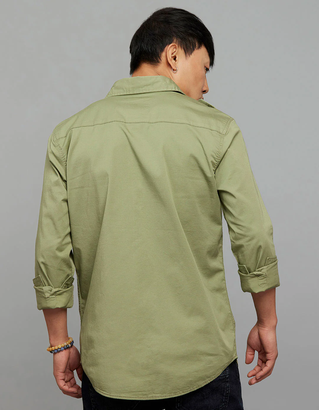 Oil Green Full Sleeves Cargo Shirt - Image 5