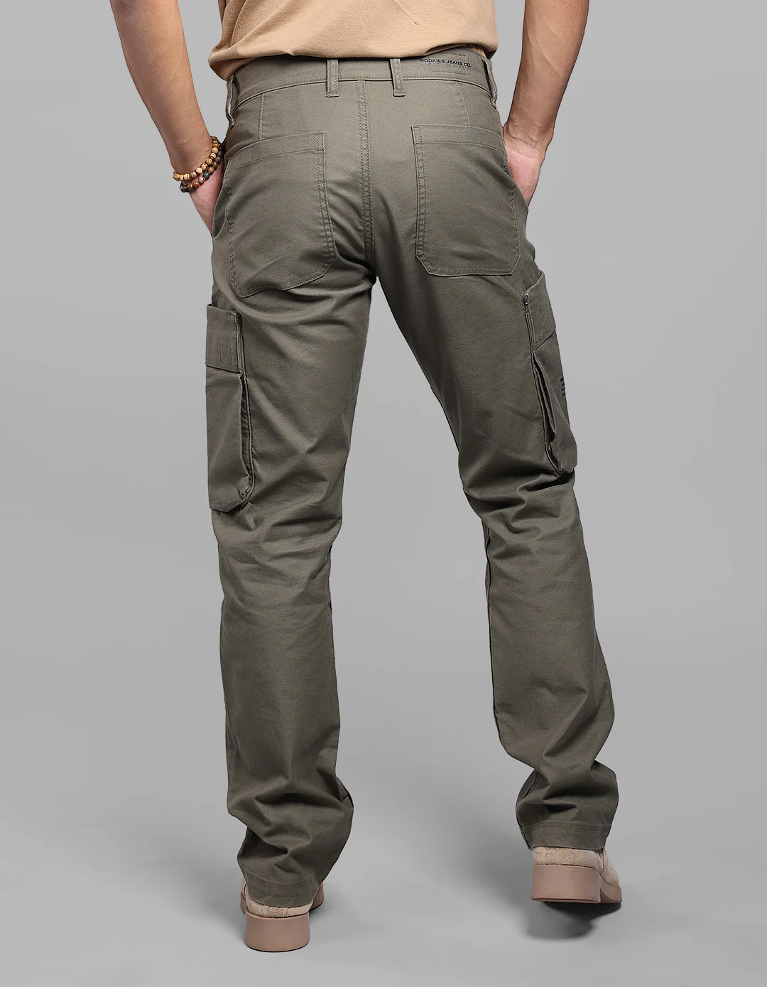 Olive Comfort Straight Fit Stretch Cargo Pant - Image 5
