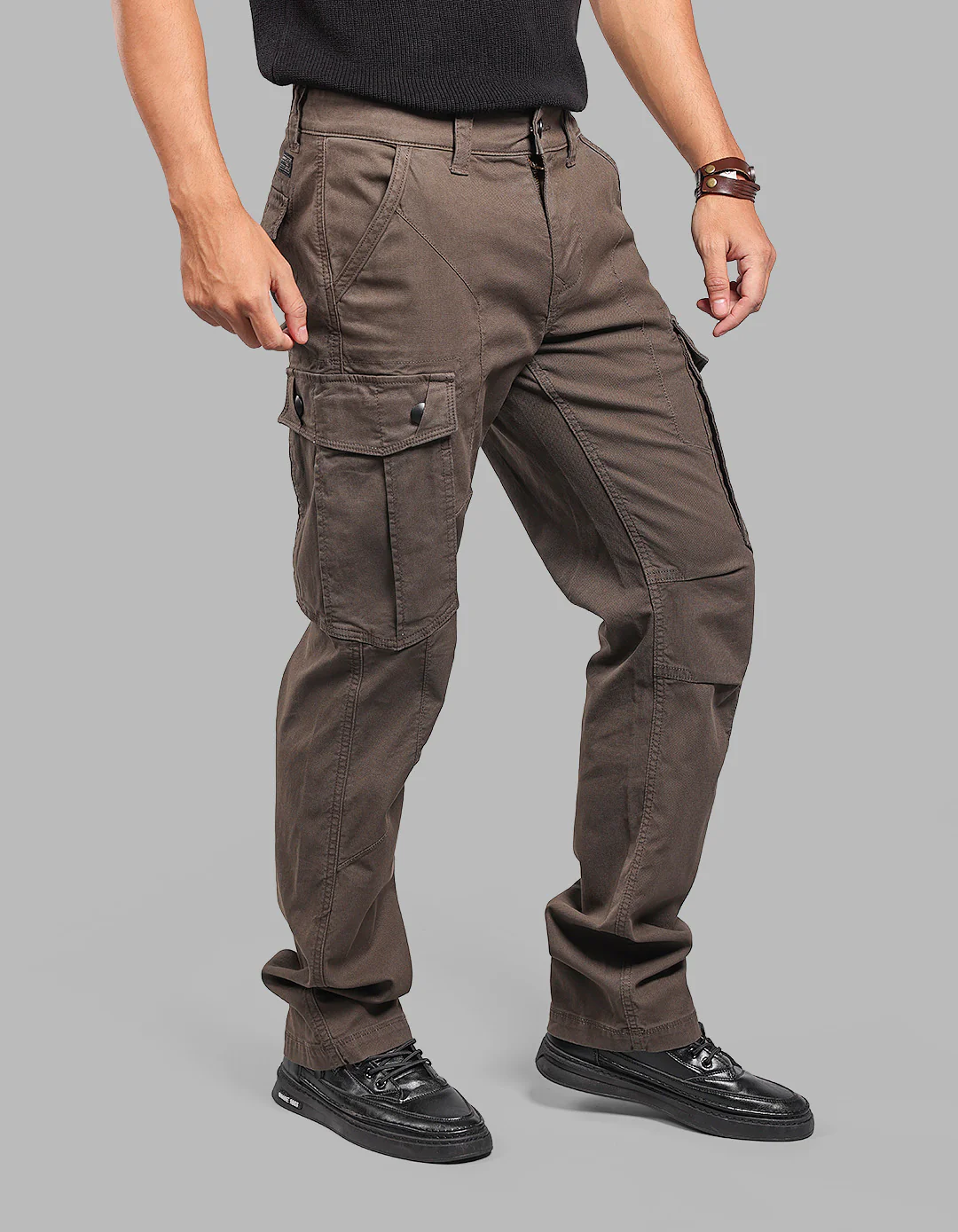 Olive Comfort Straight Fit Stretch Cargo Pants - Image 5