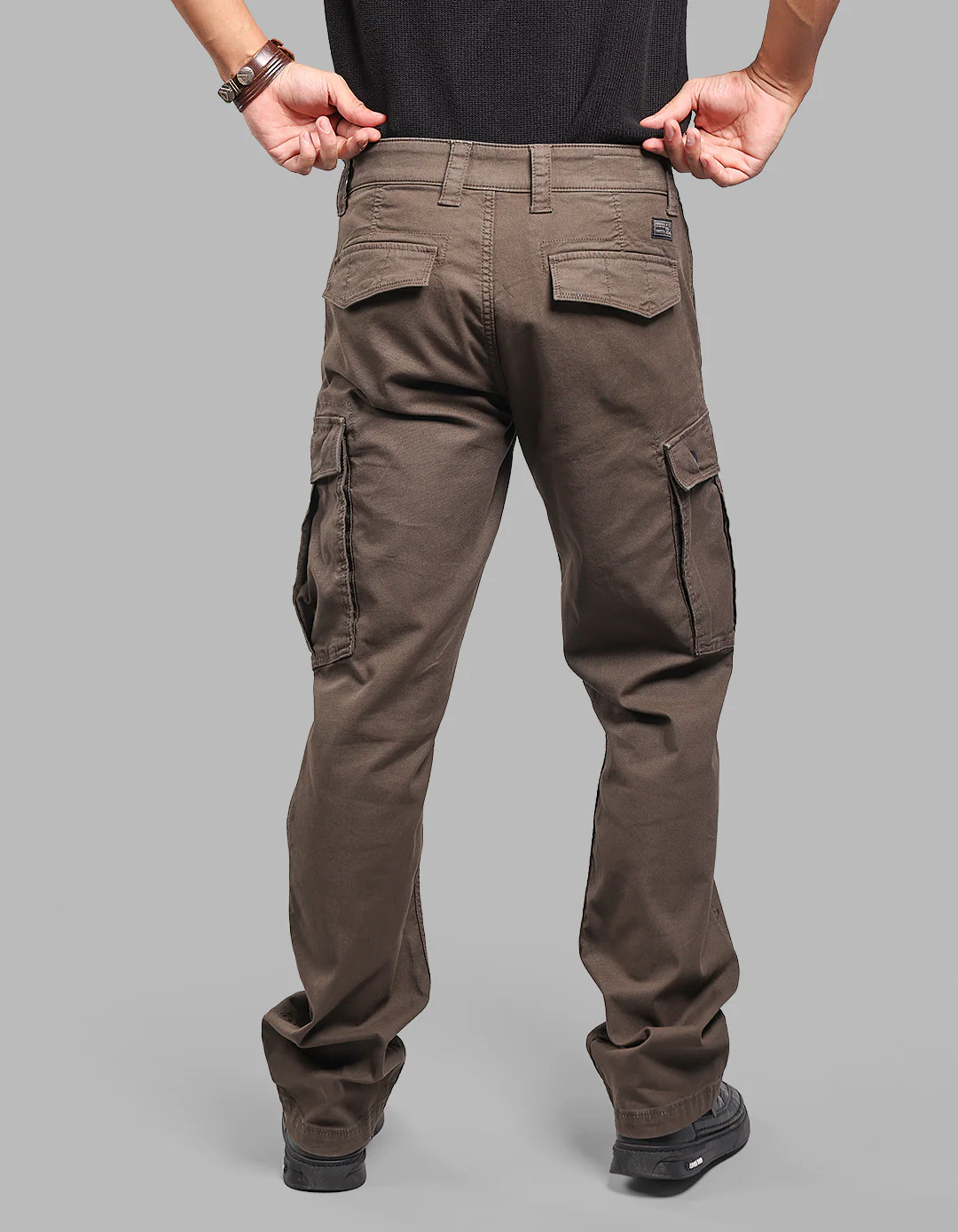 Olive Comfort Straight Fit Stretch Cargo Pants - Image 6