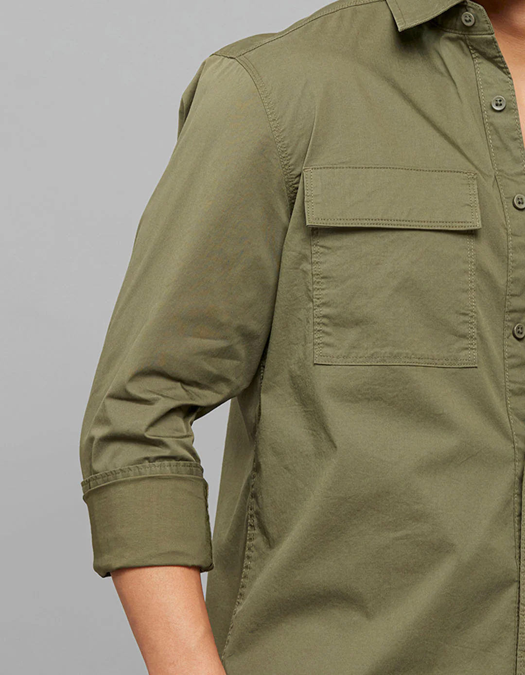 Olive Full Sleeves Cargo Shirt - Image 7