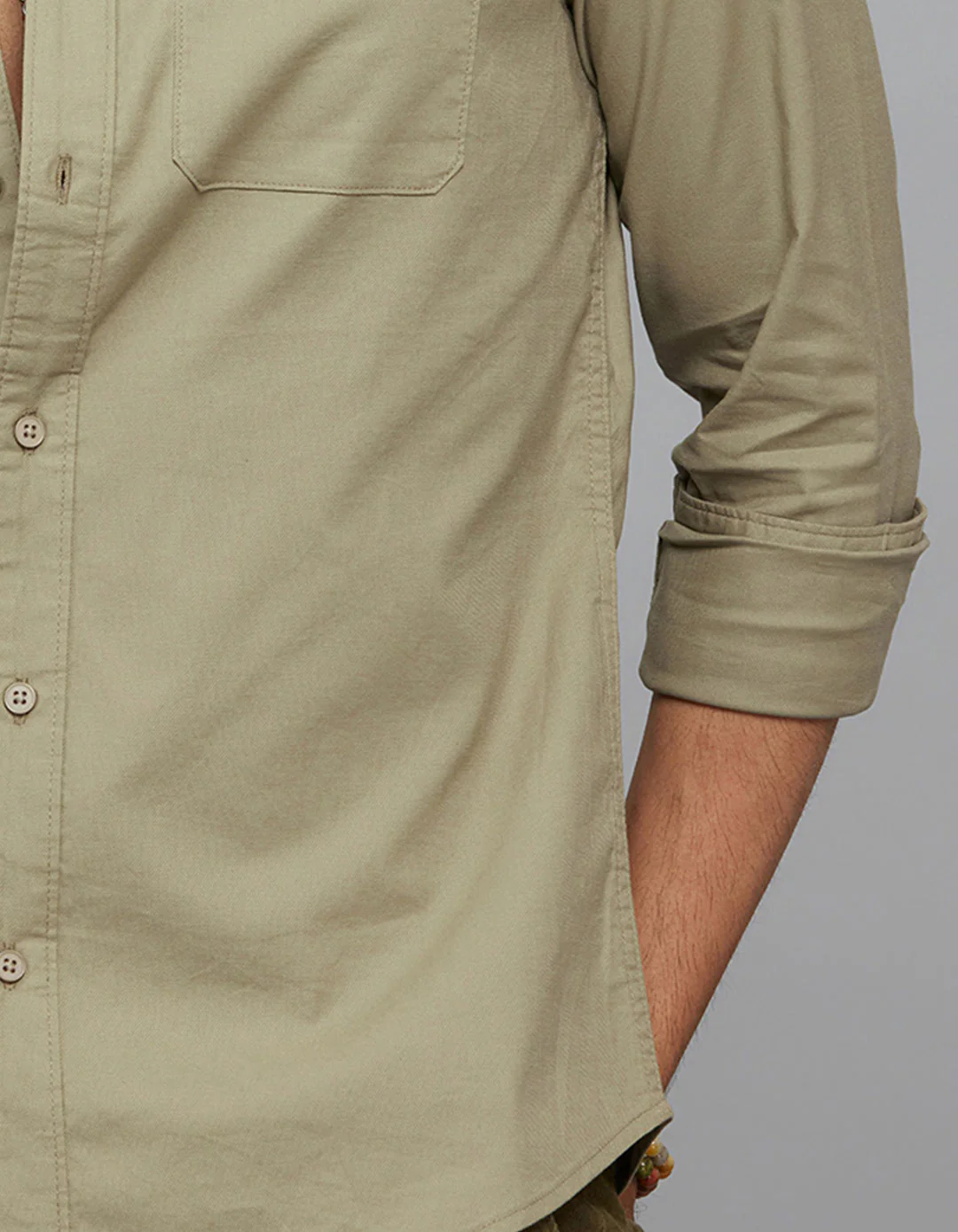 Olive Full Sleeves Solid Shirt - Image 7