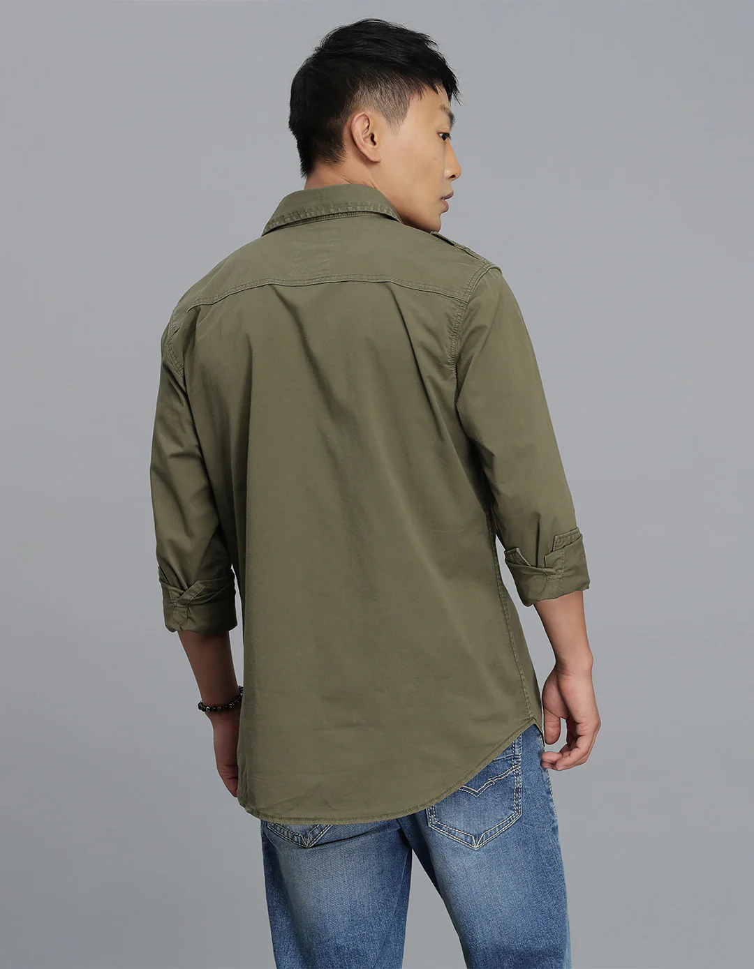 Olive Full Sleeves Cargo Shirt - Image 4