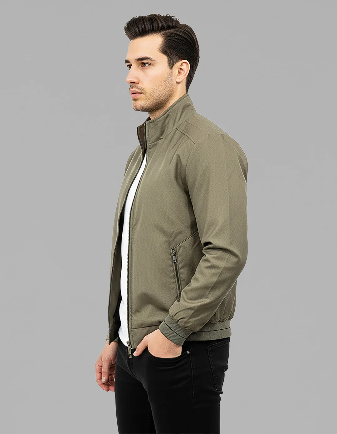 Olive Full Sleeves Lightweight Jacket - Image 2
